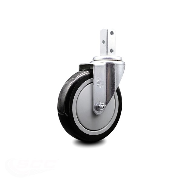 5 Inch Black Polyurethane Wheel Swivel 3/4 Inch Square Stem Caster SCC